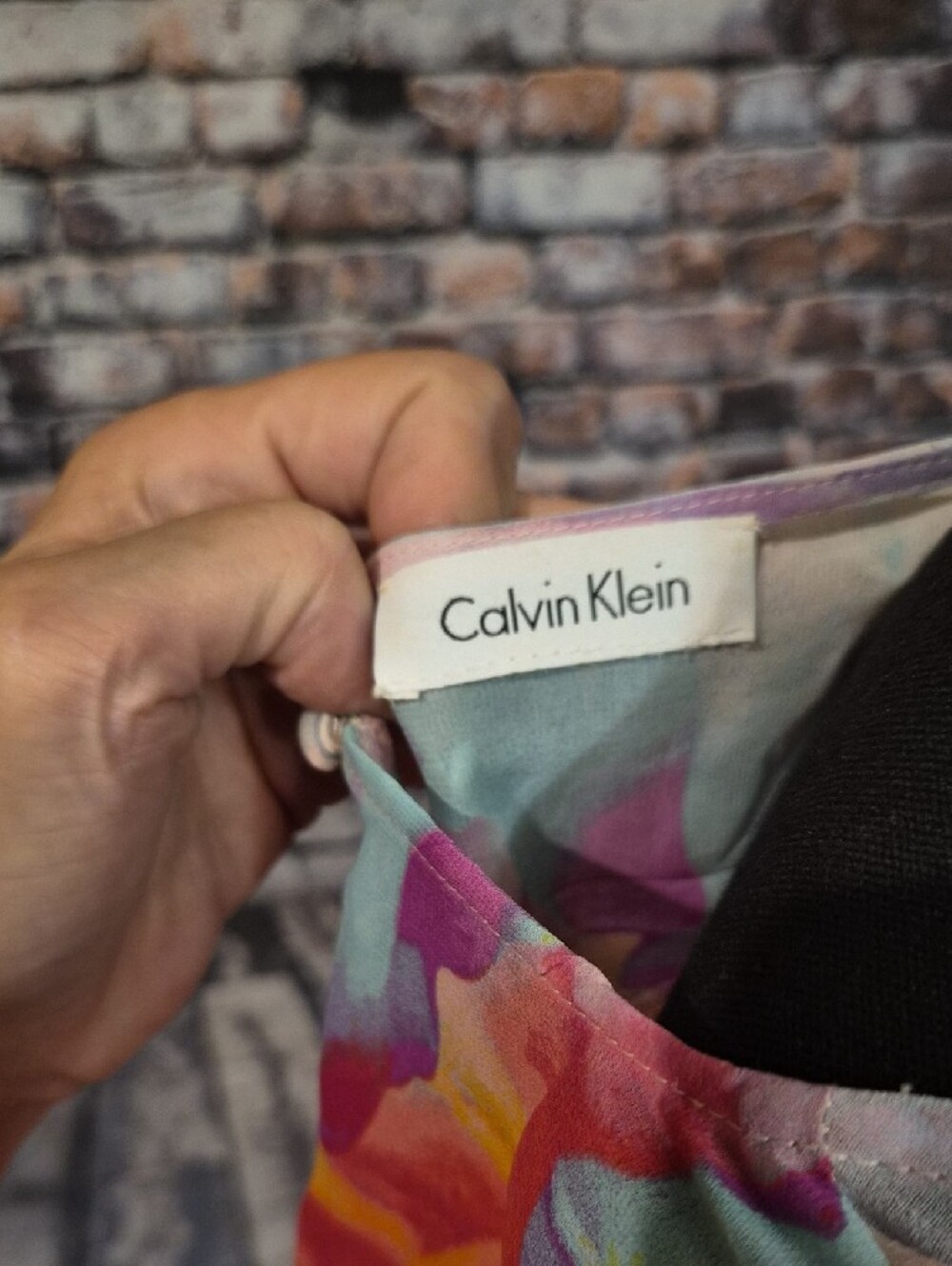 Calvin Klein Watercolor Floral High-Low Wrap Dress - Pink Blue Coral - Picture 2 of 10